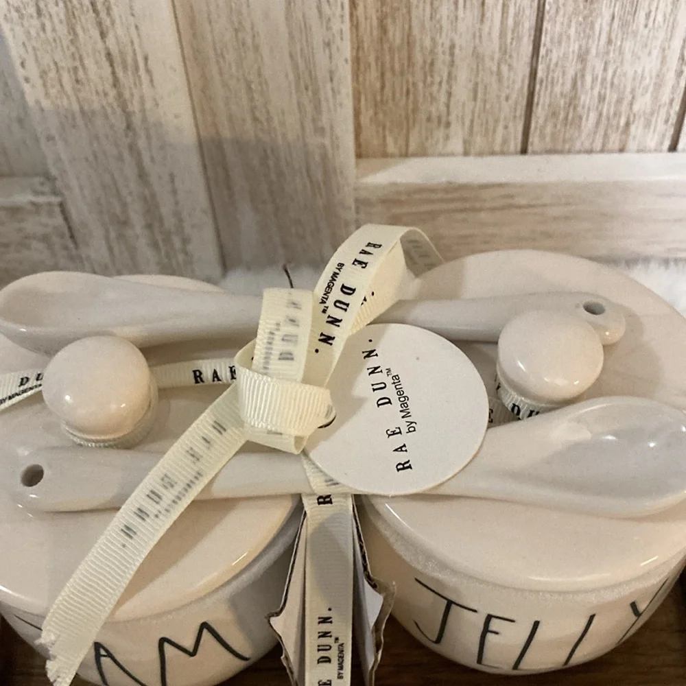 Rae Dunn Jam & Jelly Containers with Lids & Spoons